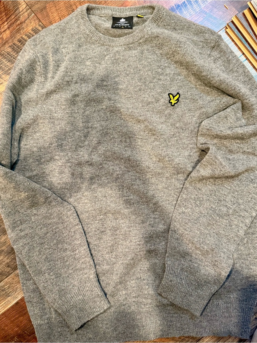Lyle & Scott Grey Crewneck Sweater with Yellow Logo